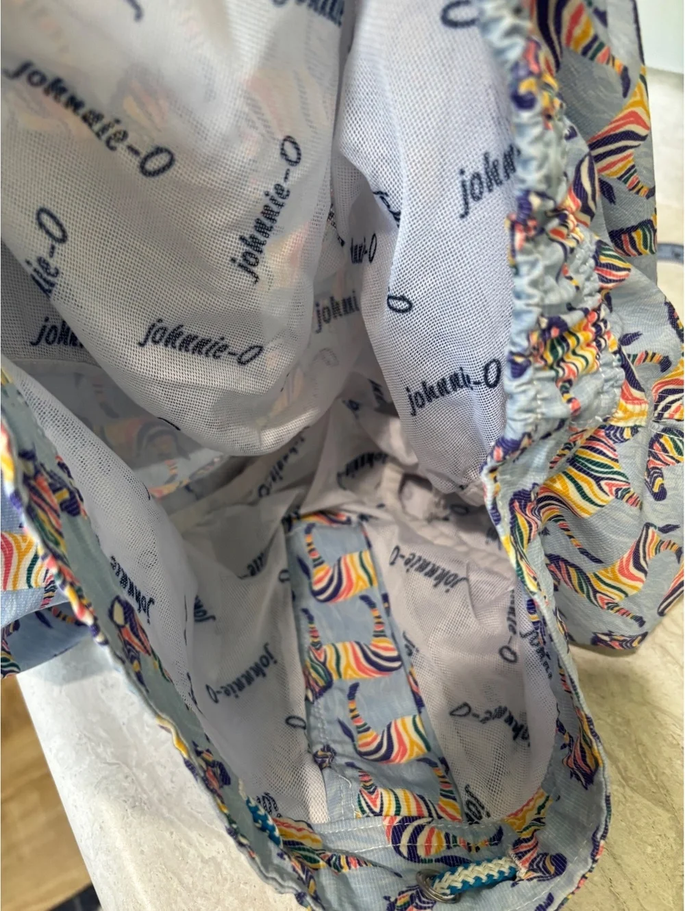 johnnie-O Lorne Men's Gulf Blue Rainbow Zebra Swim Trunks Board Shorts small